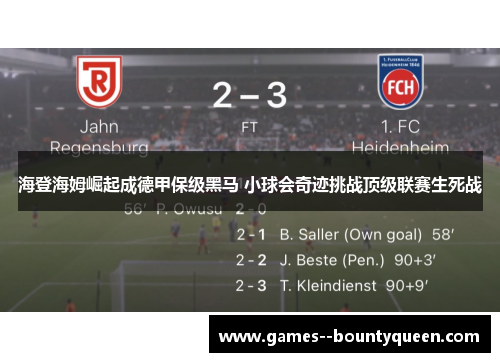 海登海姆崛起成德甲保级黑马 小球会奇迹挑战顶级联赛生死战