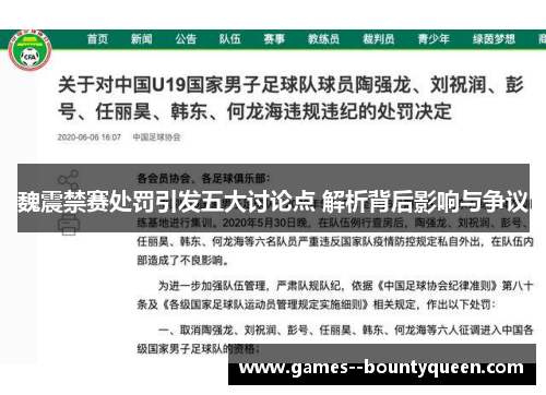 魏震禁赛处罚引发五大讨论点 解析背后影响与争议